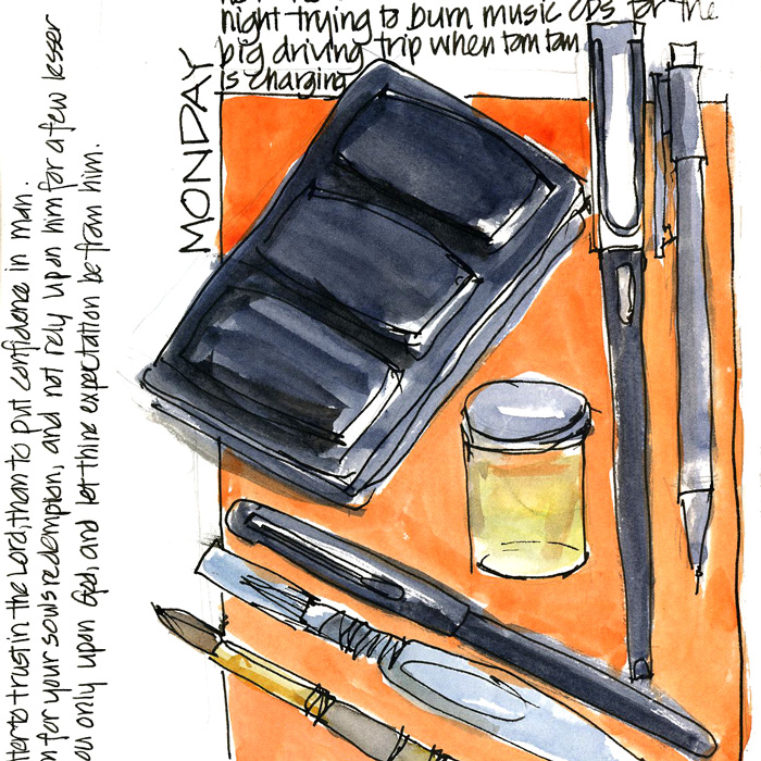 My travel sketching kit and workshop stuff - Liz Steel : Liz Steel