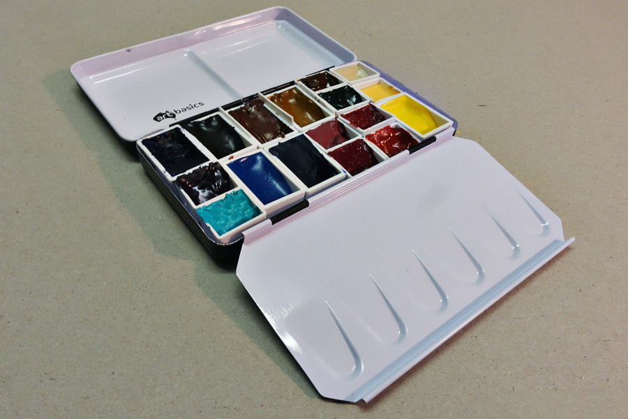 6 Introductory Colors, Tiny Travel Watercolor Palette Tin, Rich