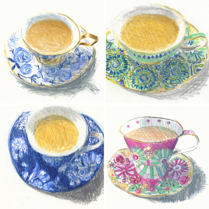 Teacups 40-43: Three vintage cups and a plastic one - Liz Steel
